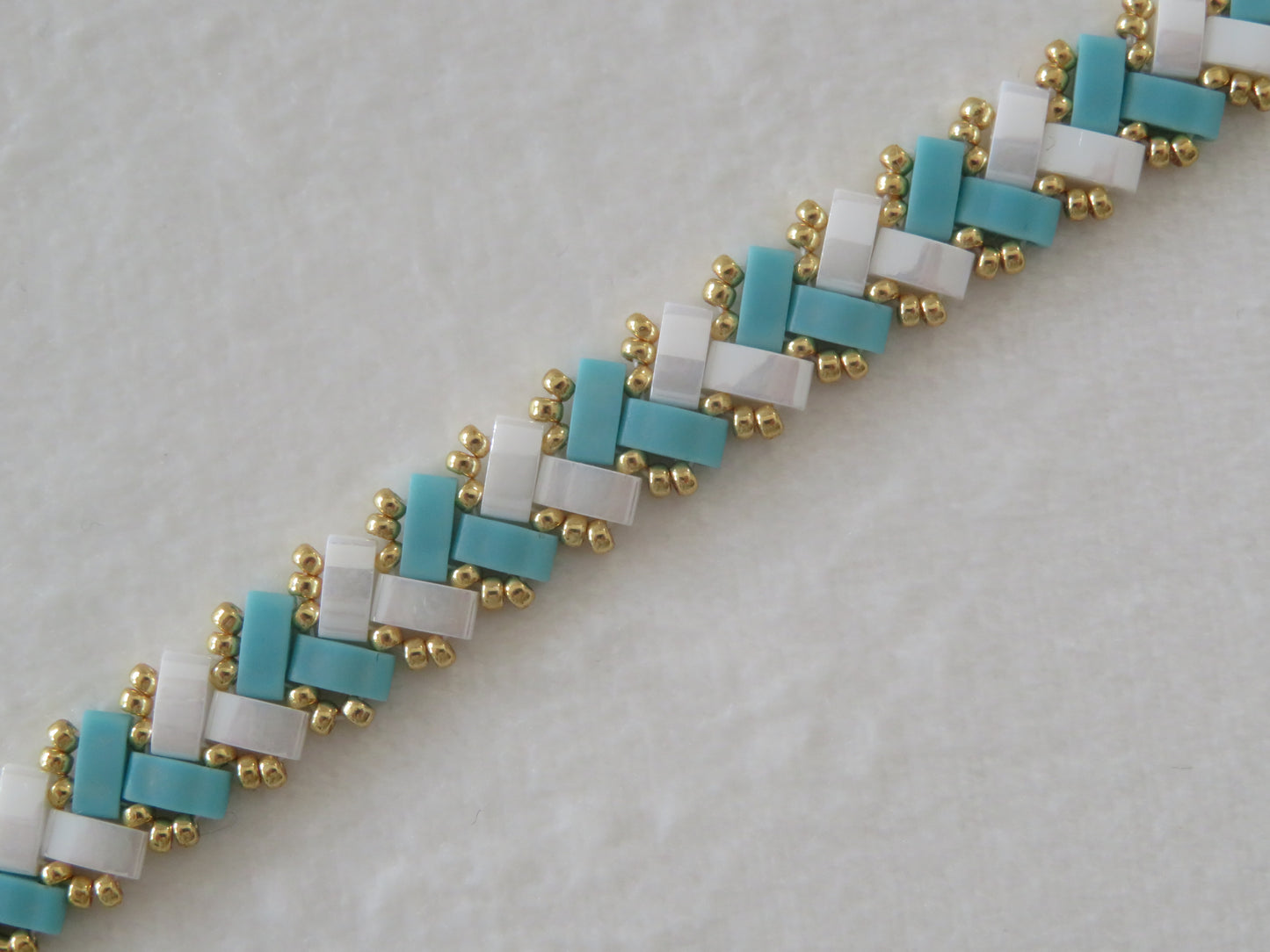 Bracelet 1 rang rayé turquoise