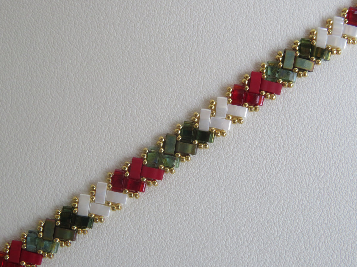 Bracelet Miyuki 1 rang Duo vert et Rouge