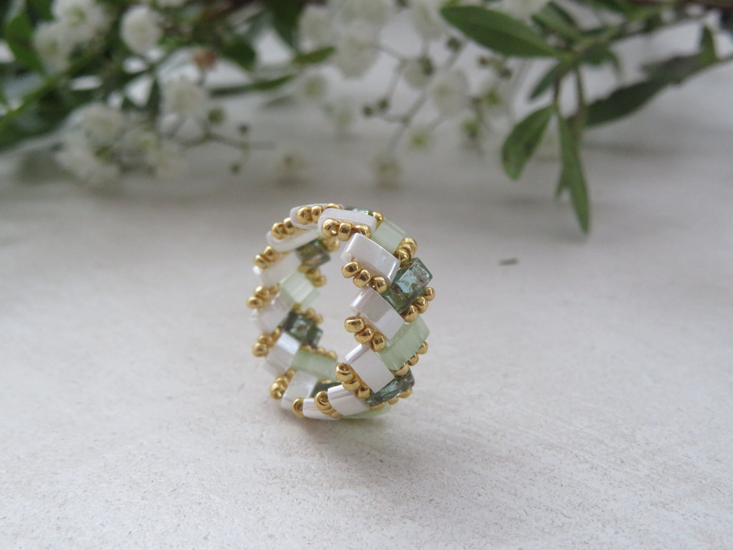 Bague fine vert d'eau