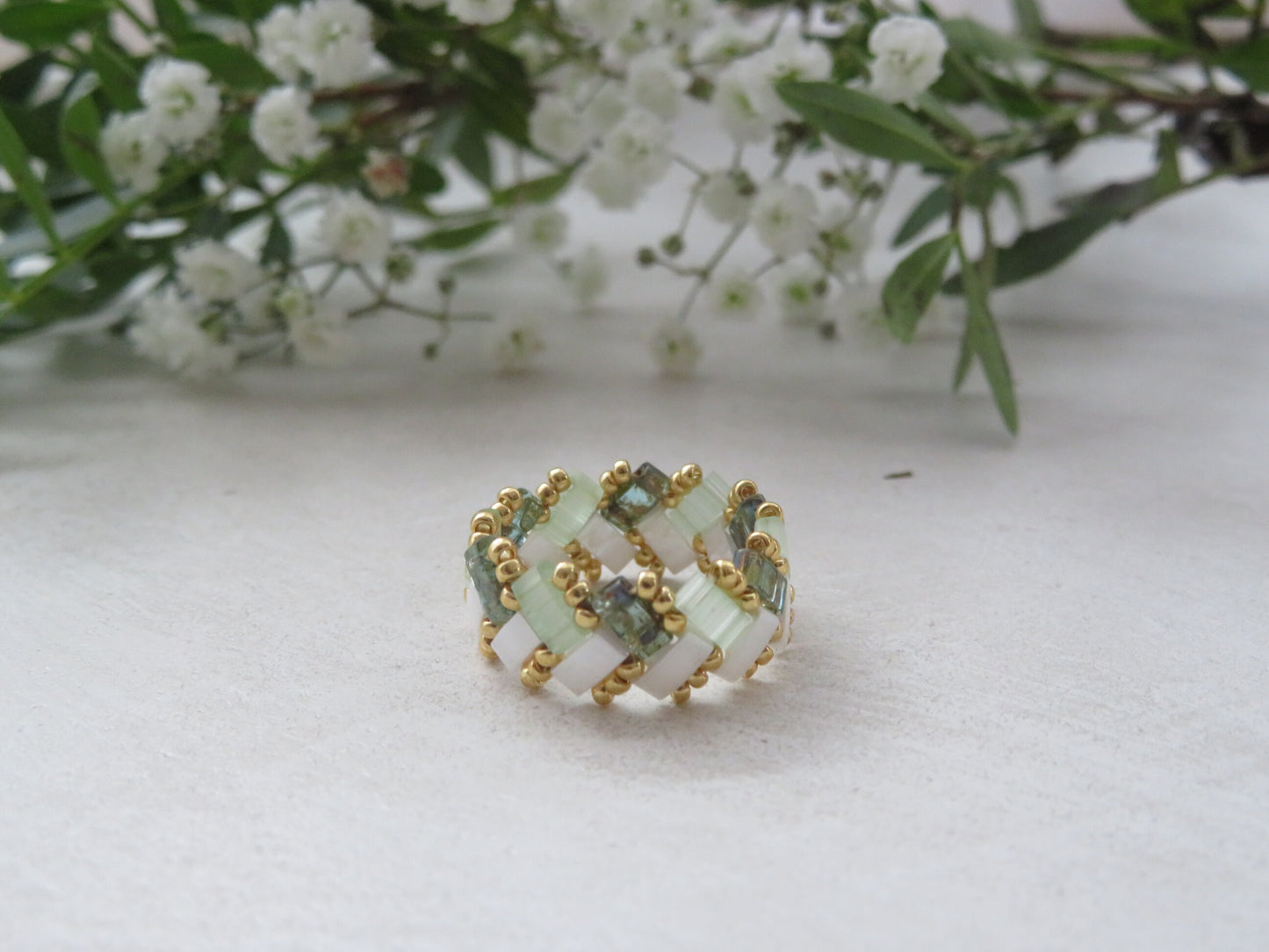 Bague fine vert d'eau