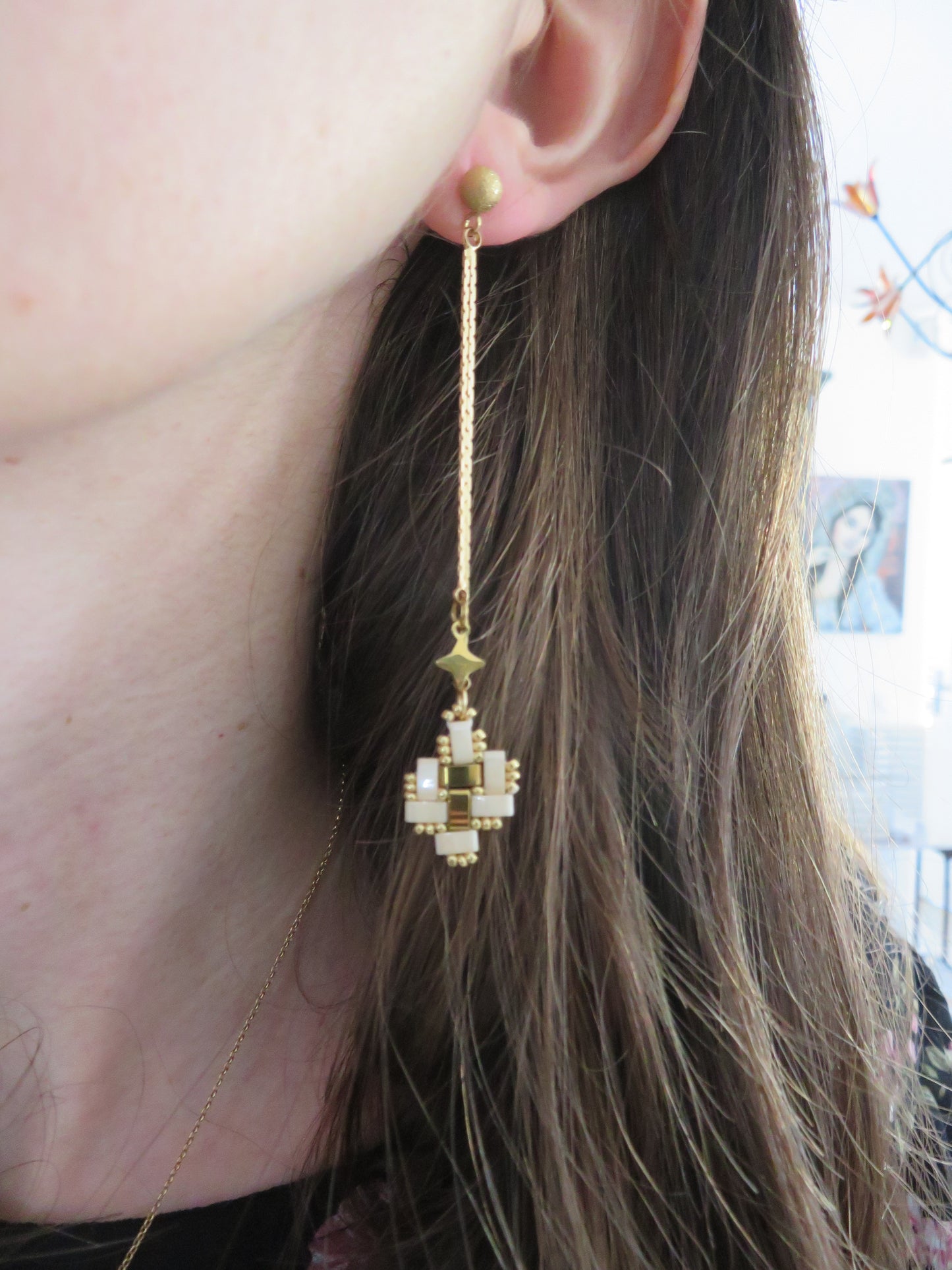 Boucles d'Oreilles pendantes 2 chaines