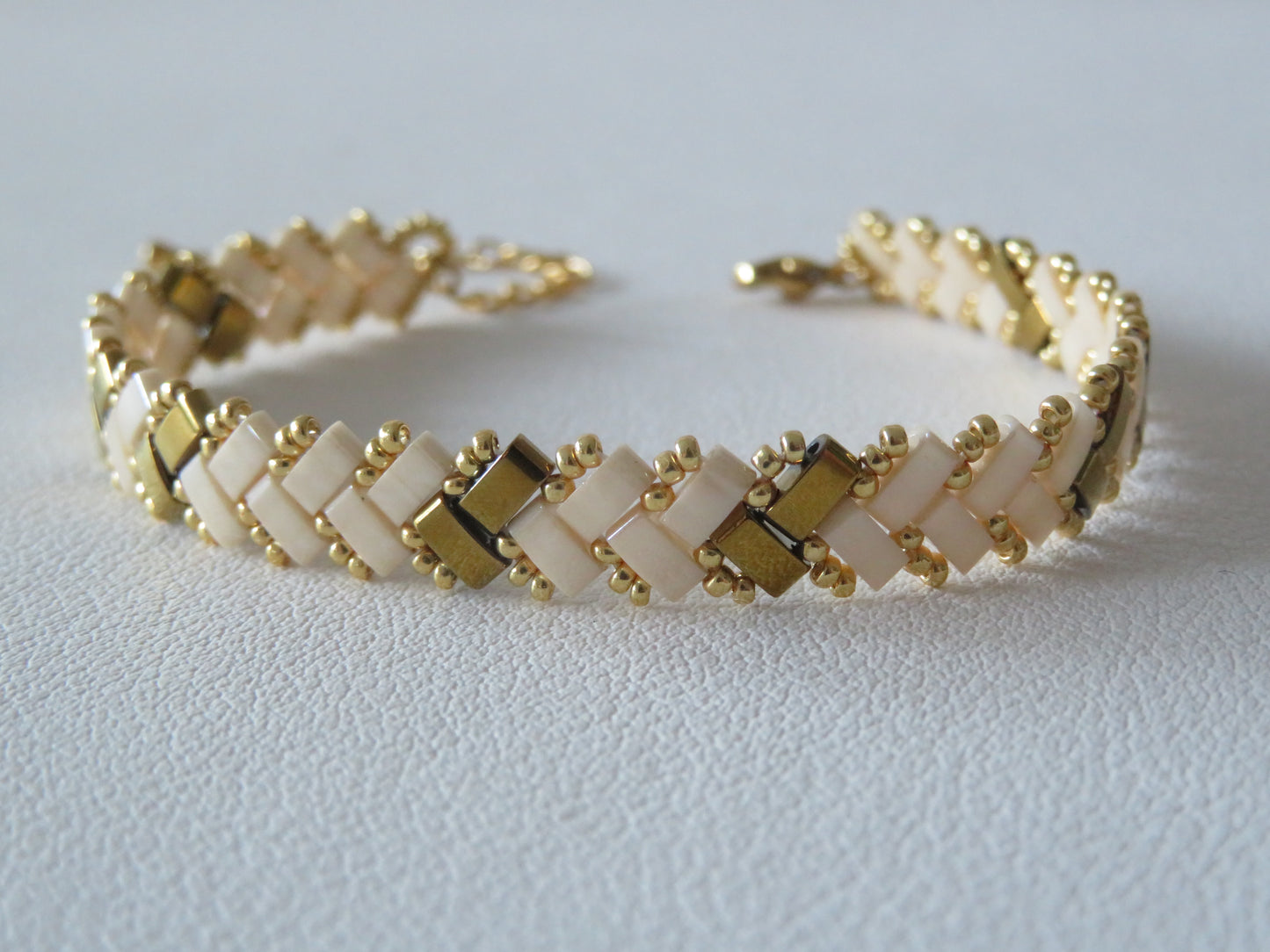 Bracelet 1 rang bicolor asymétrique