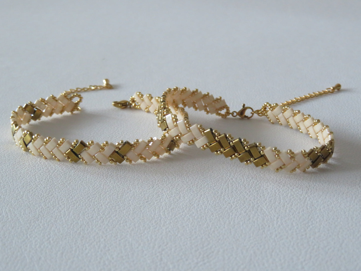 Bracelet 1 rang bicolor asymétrique