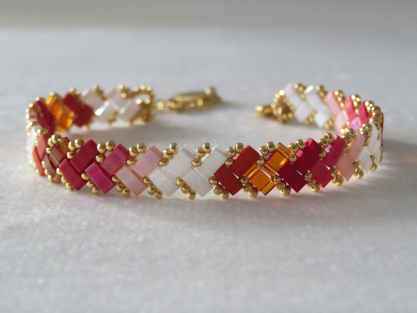 Bracelet 1 rang dégradé orange sanguine