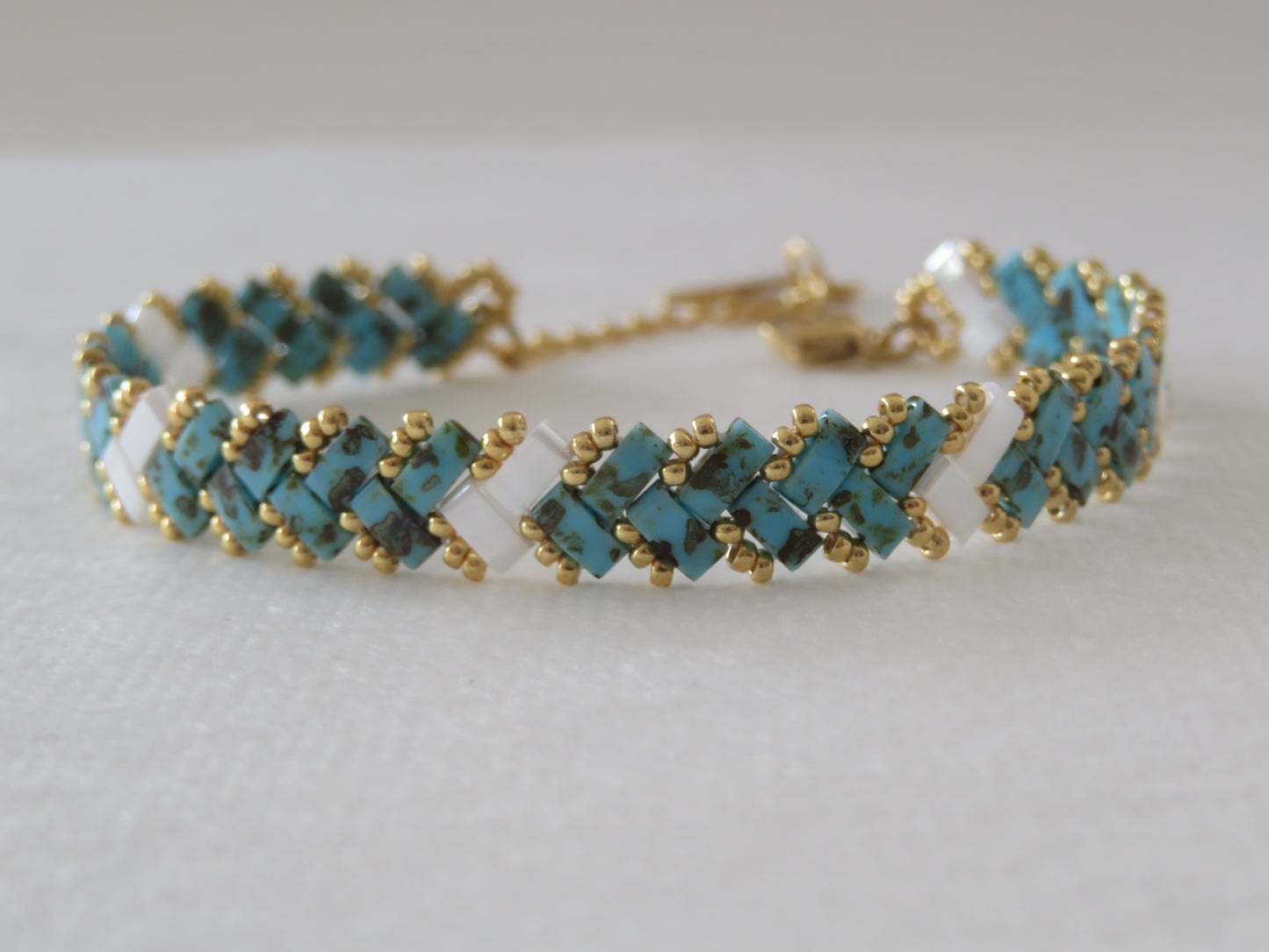 Bracelet 1 rang bicolor turquoise