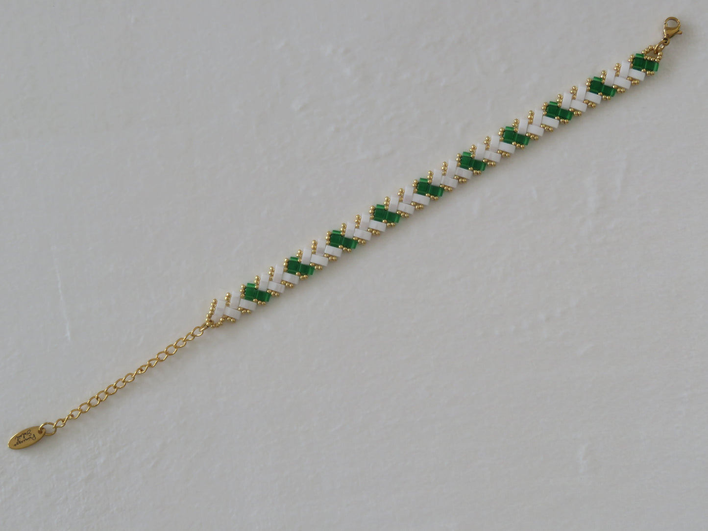 Bracelet 1 rang rayé vert