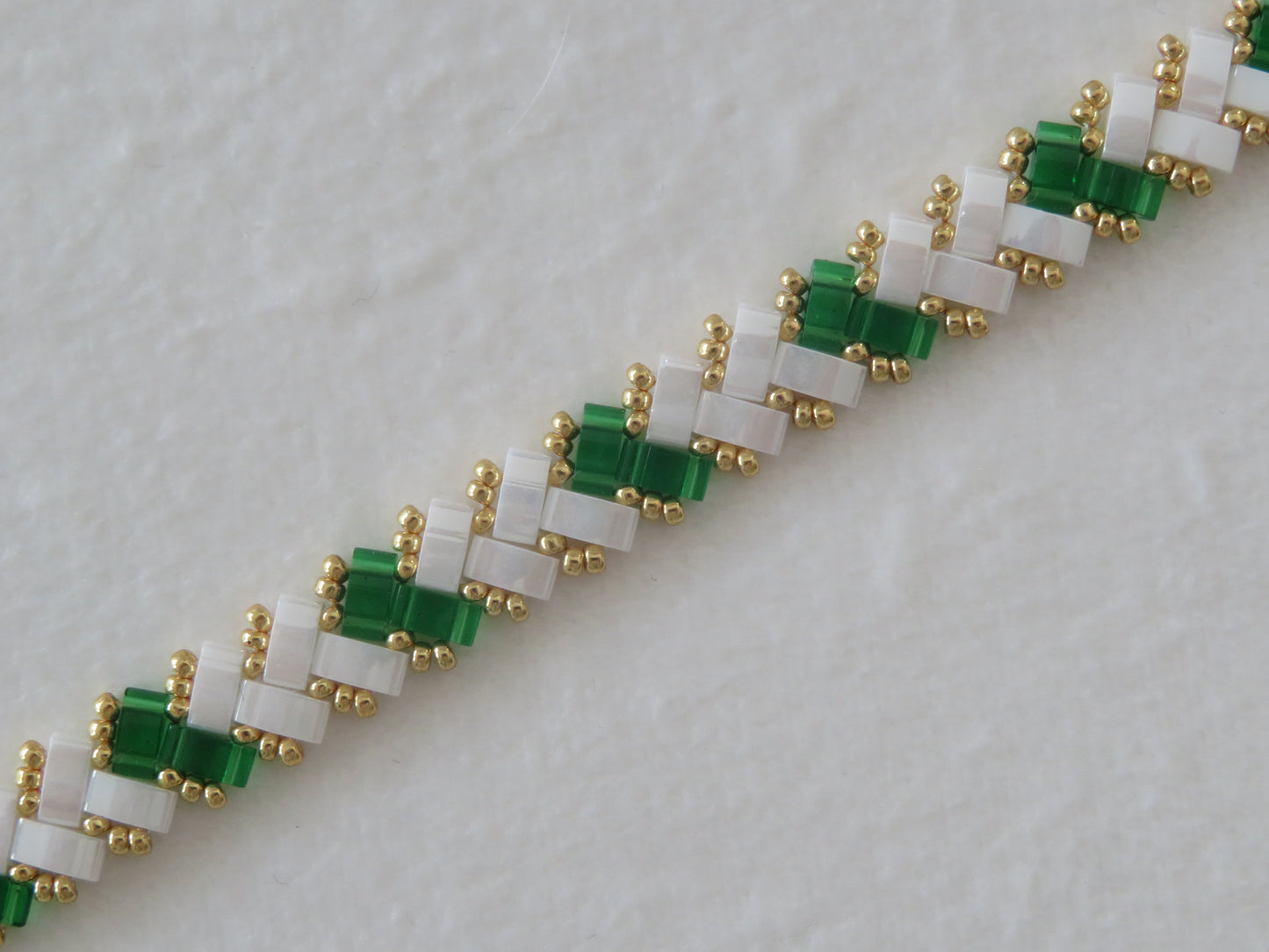 Bracelet 1 rang rayé vert