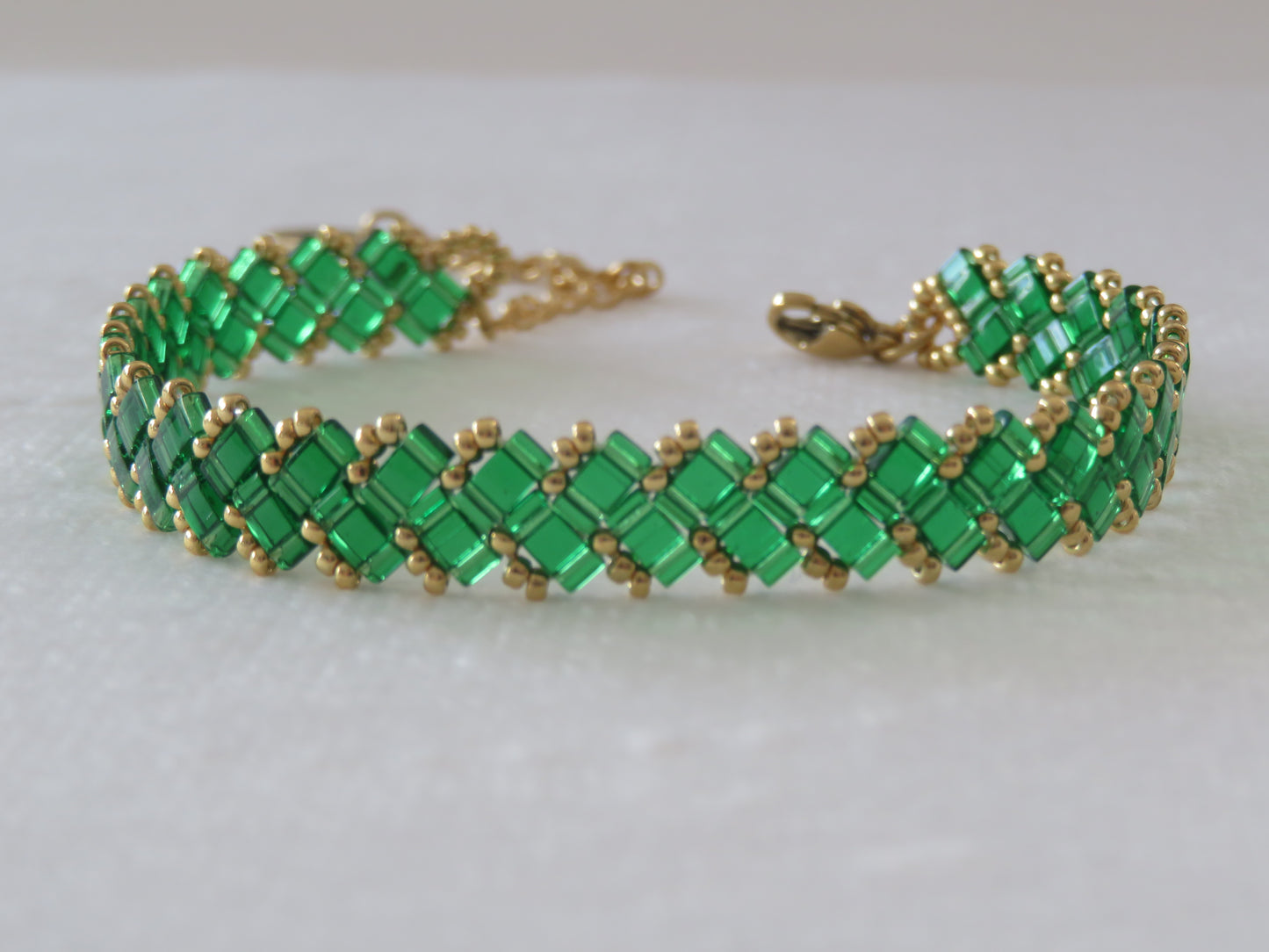 Bracelet 1 rang uni vert
