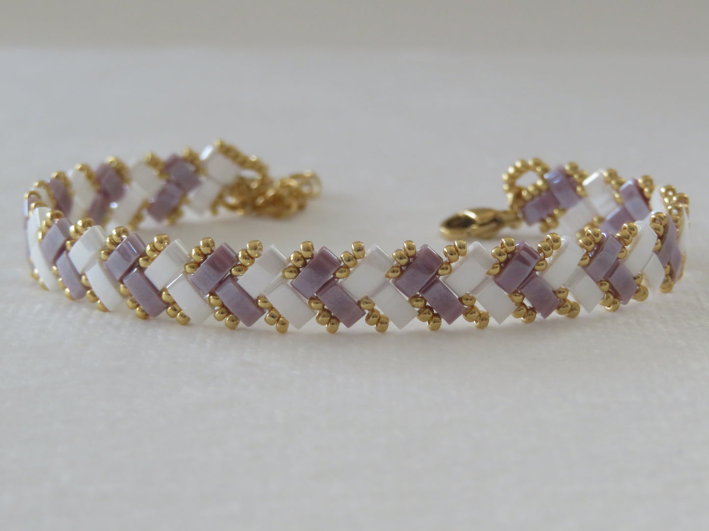 Bracelet 1 rang rayé parme