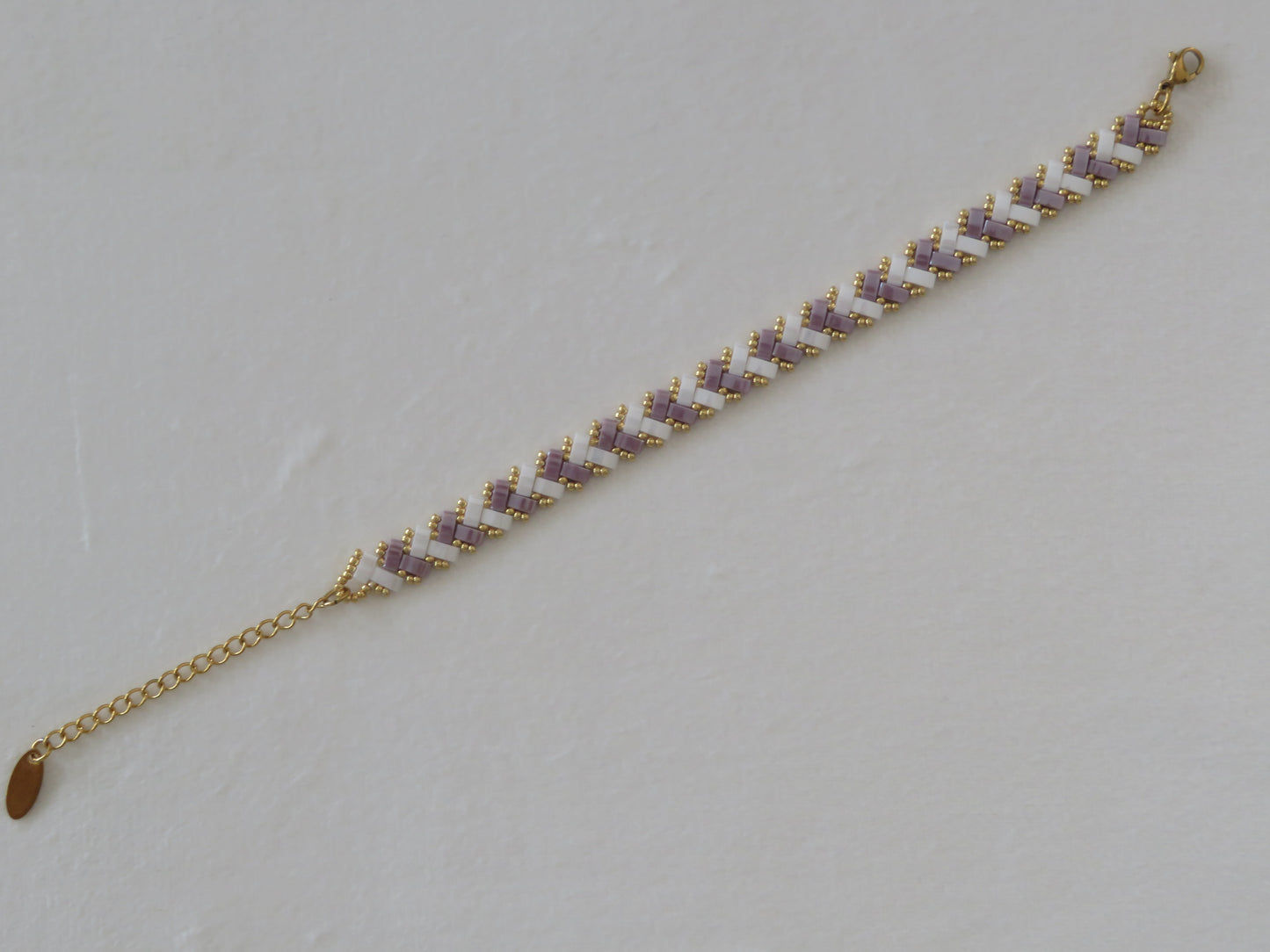 Bracelet 1 rang rayé parme