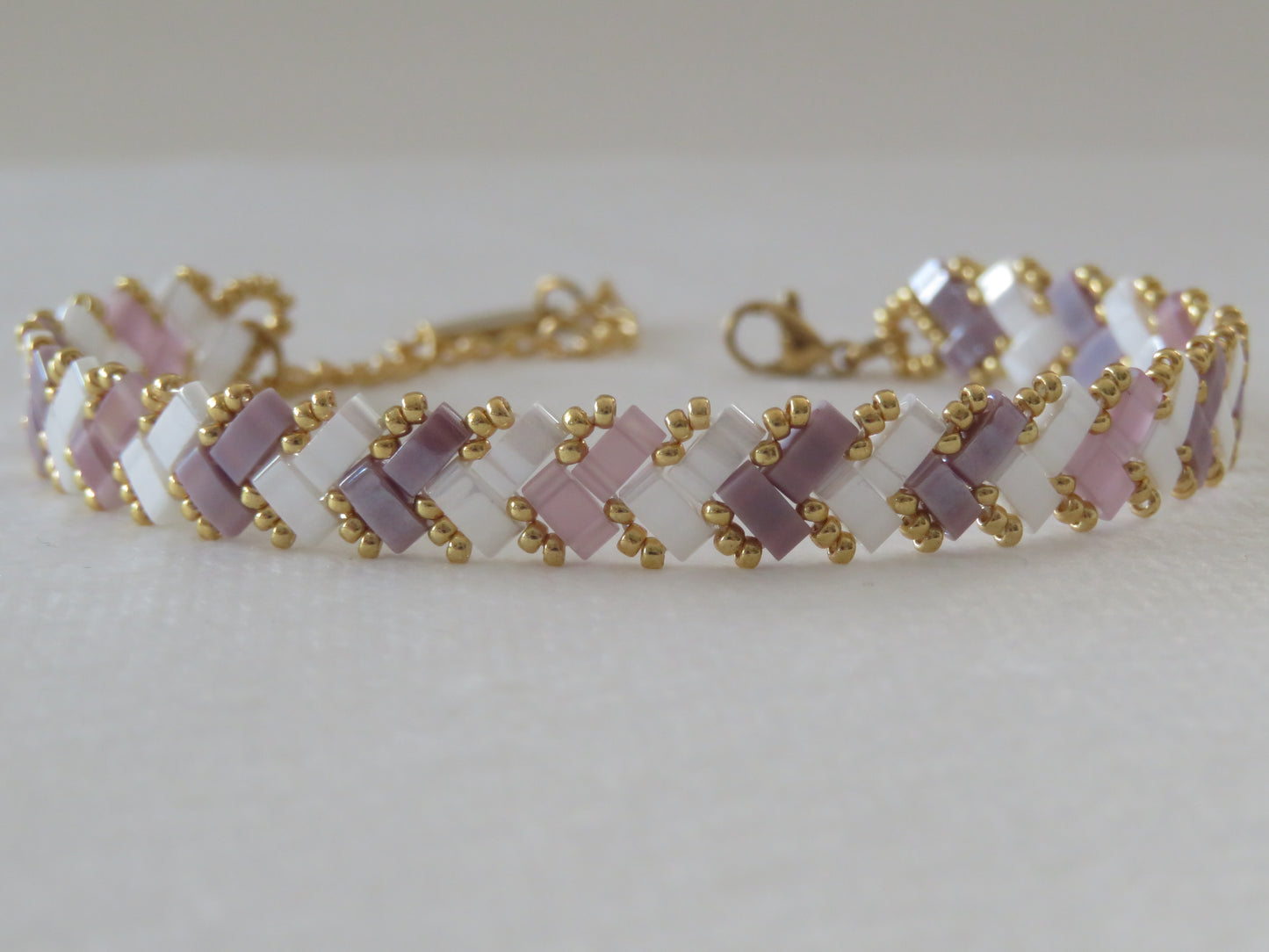 Bracelet 1 rang rayé tricolor parme