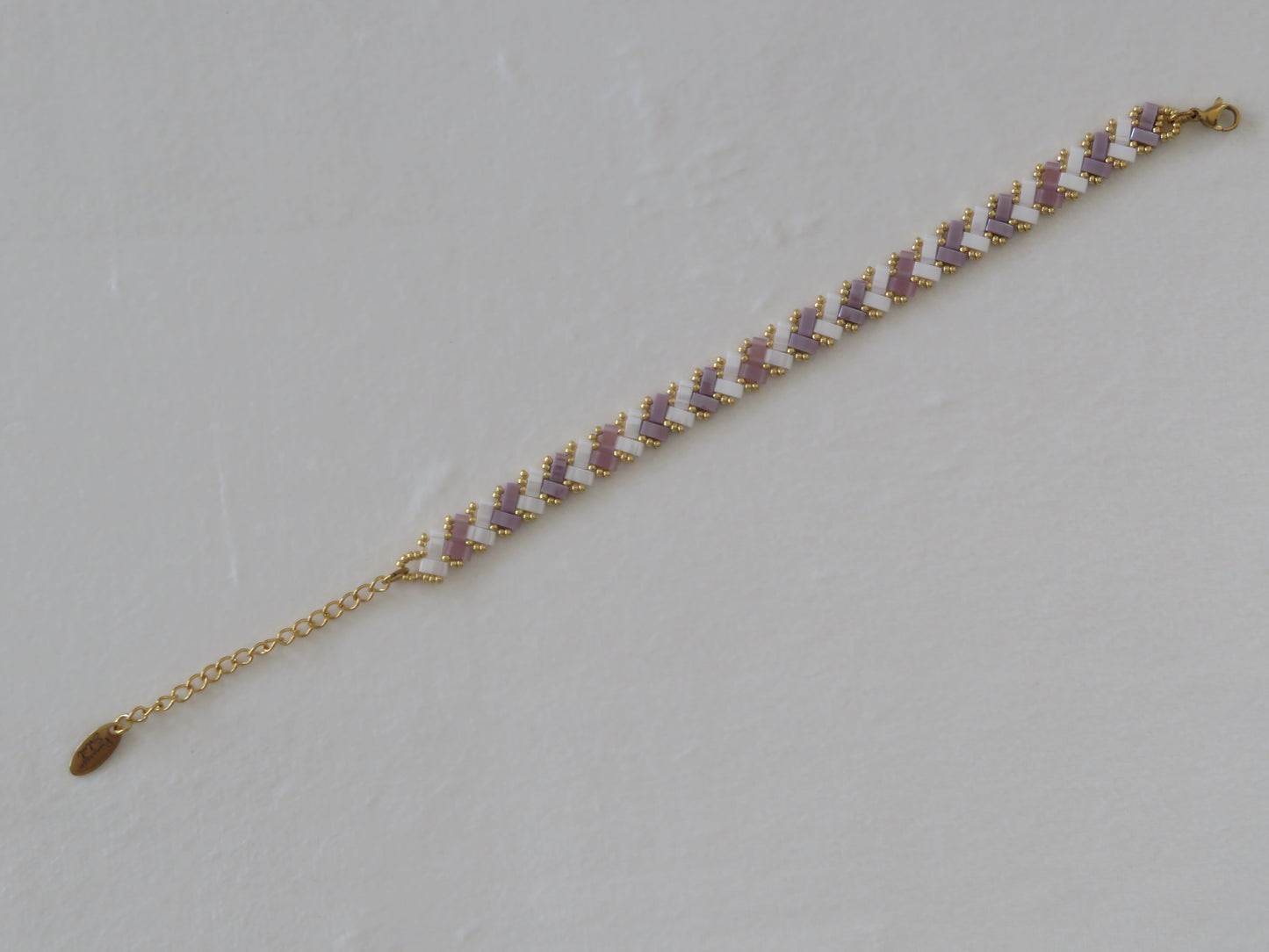 Bracelet 1 rang rayé tricolor parme