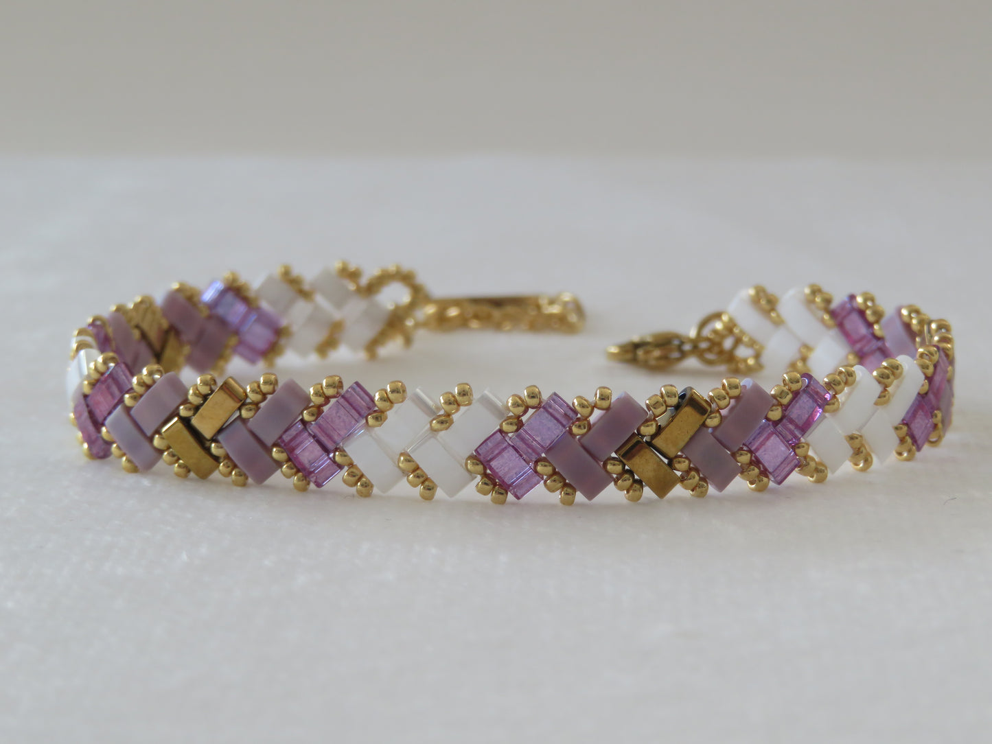 Bracelet 1 rang bicolor violet et doré