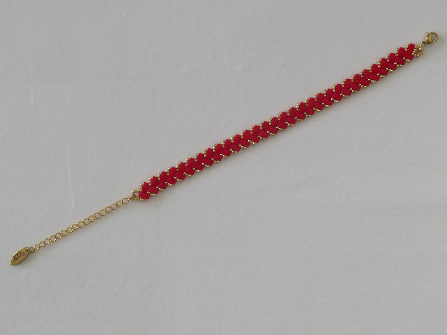 Bracelet 1 rang uni rouge vif