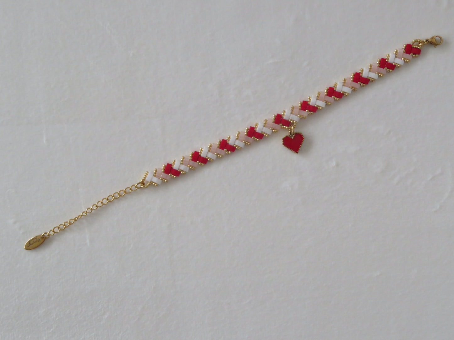 Bracelet 1 rang rayé charm coeur