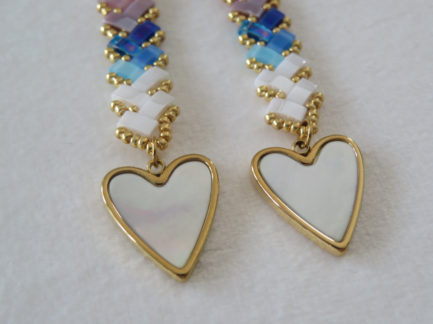 Boucles d'Oreilles charm Coeur Nacre