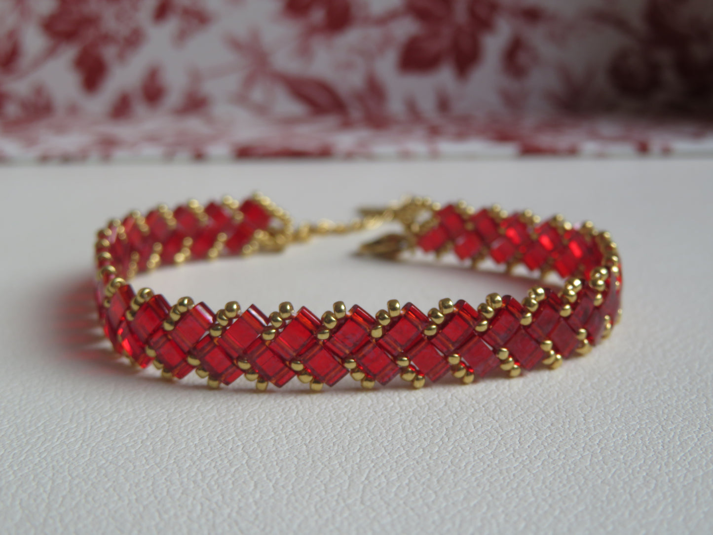 Bracelet 1 rang uni rouge