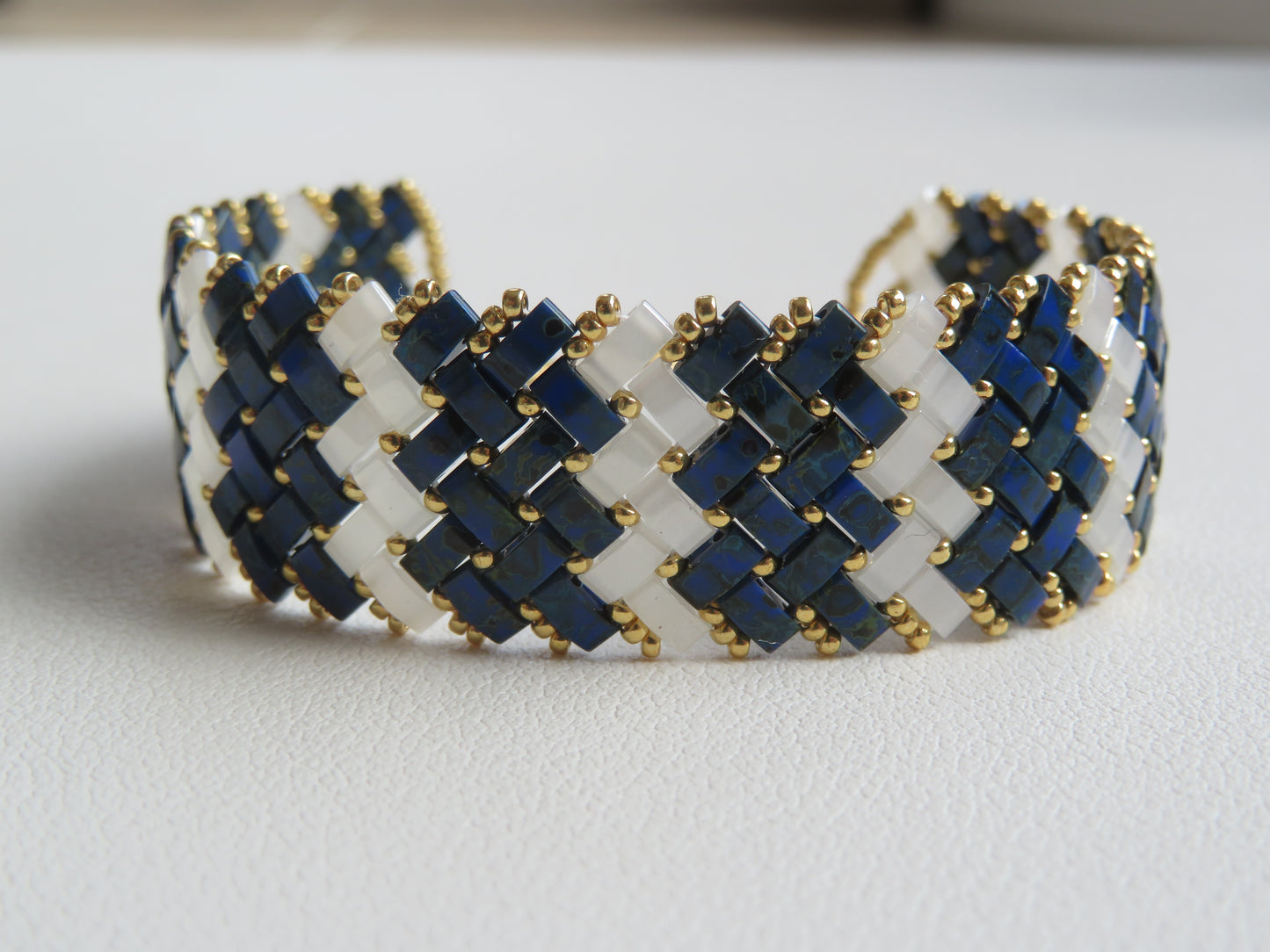 Bracelet manchette 3 rangs rayé