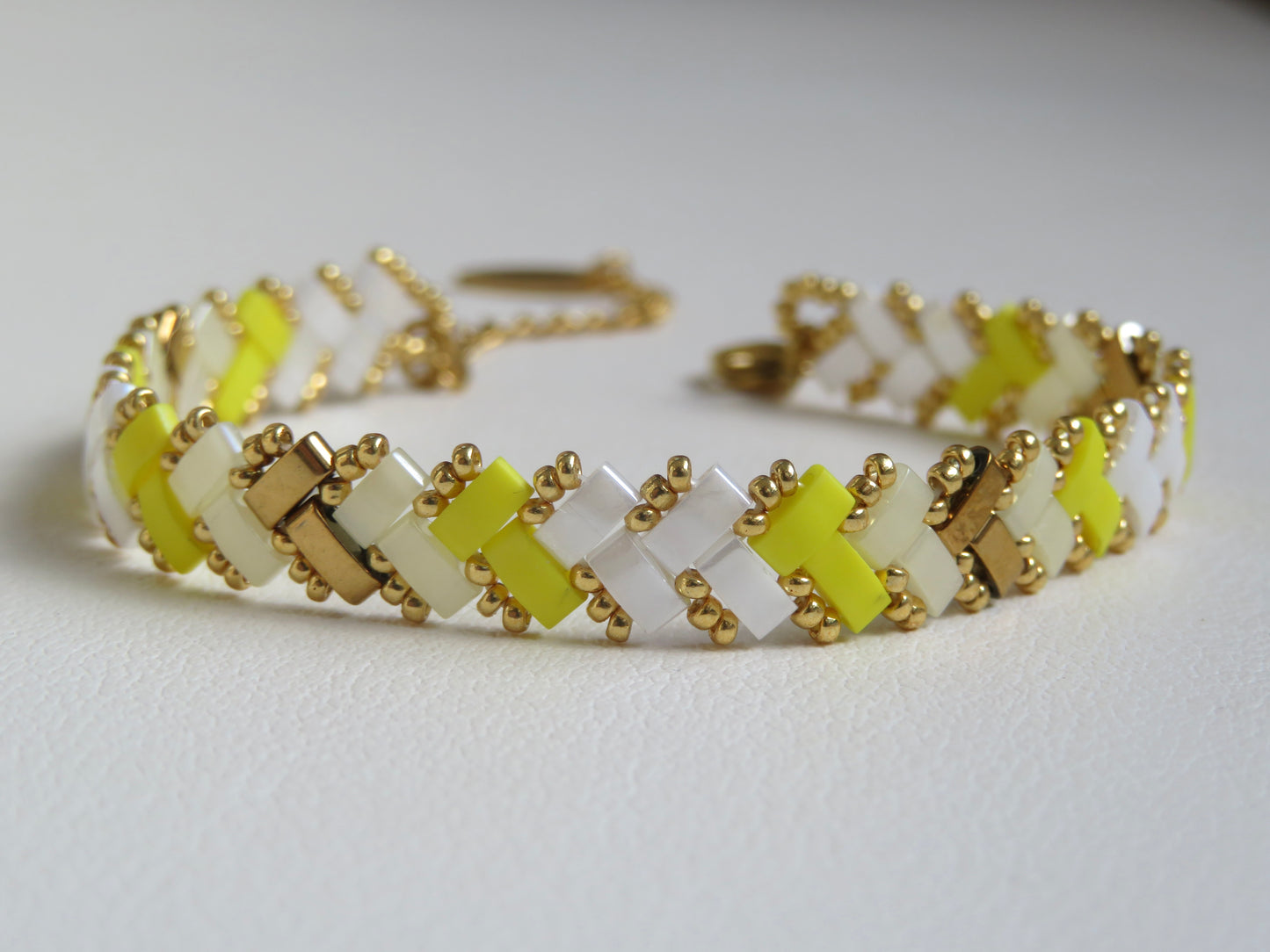 Bracelet Miyuki 1 rang bicolor doré