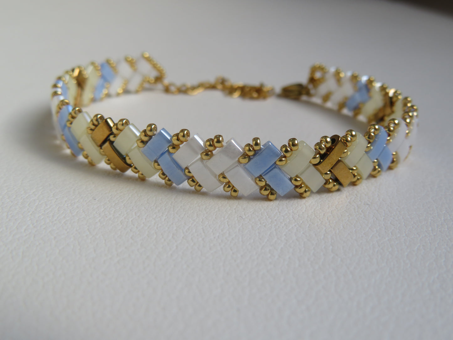 Bracelet Miyuki 1 rang bicolor doré