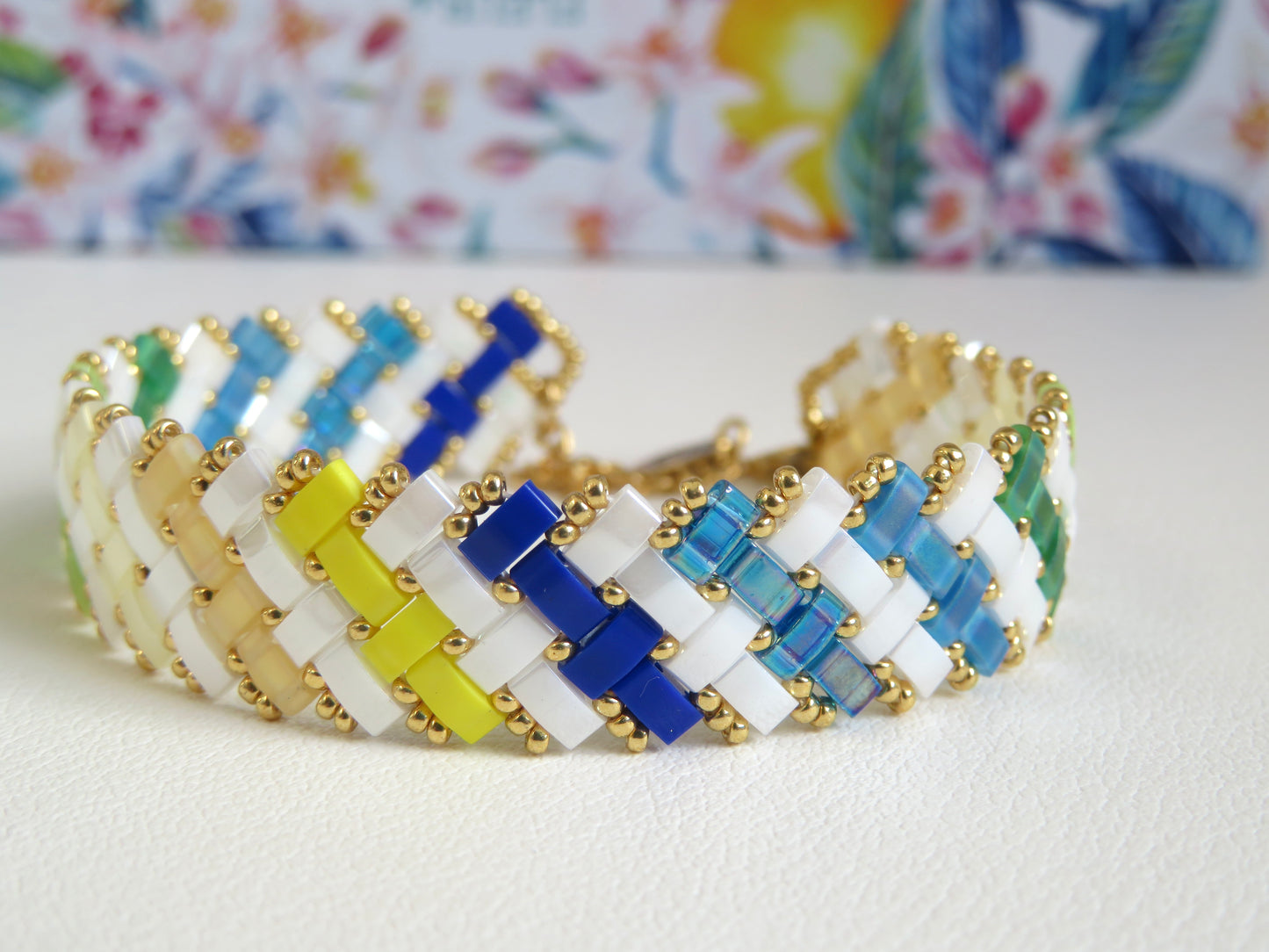 Bracelet Miyuki 2 rangs diagonales