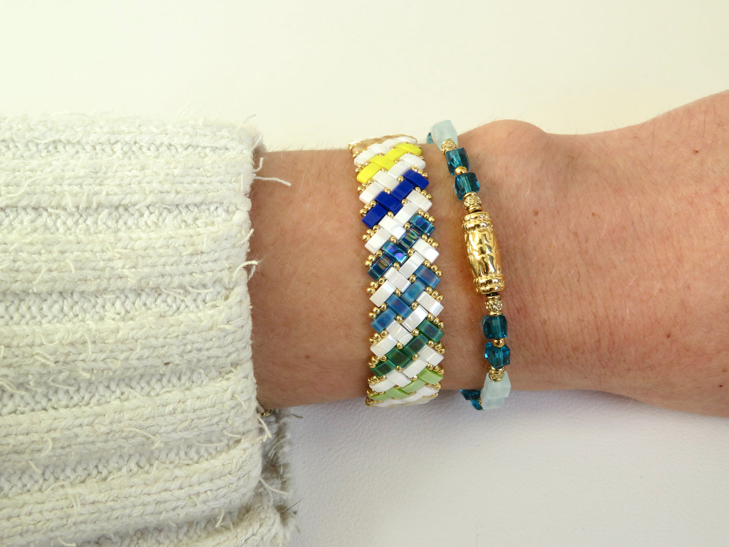 Bracelet Miyuki 2 rangs diagonales