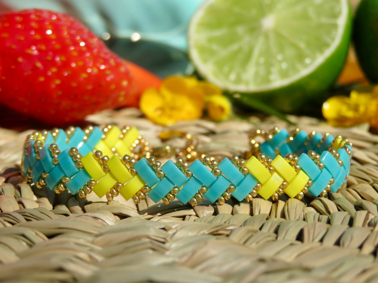 Bracelet Miyuki 1 rang Aqua Pop