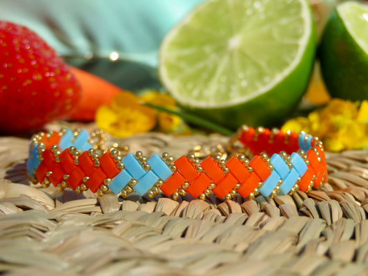 Bracelet Miyuki 1 rang Coral Splash