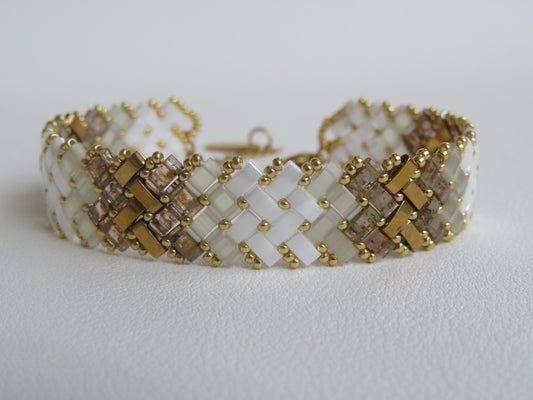 Bracelet 2 rangs bi color doré