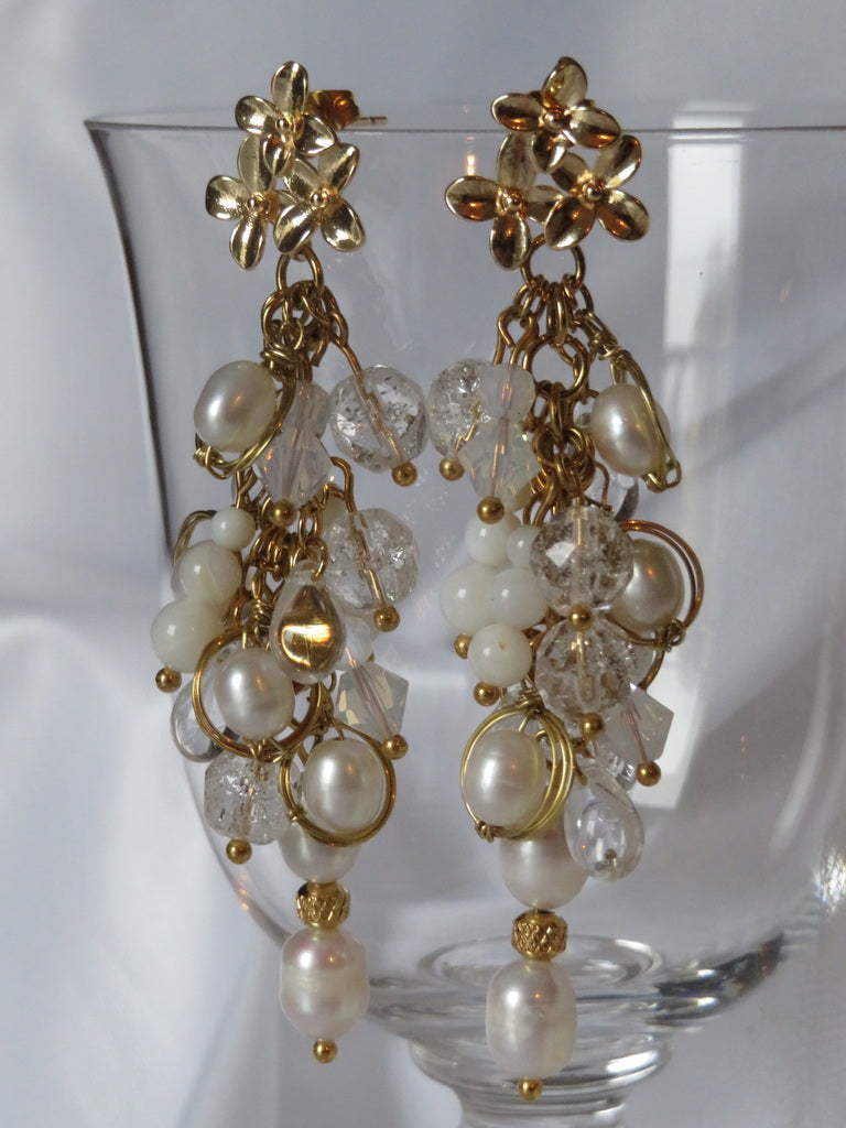 Boucles d'oreilles Grapes Blanches - Sur commande