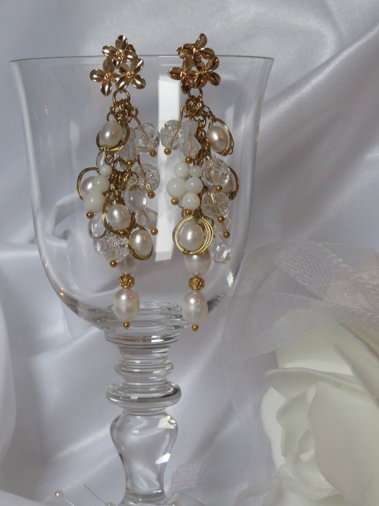 Boucles d'oreilles Grapes Blanches - Sur commande