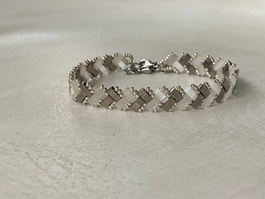 Bracelet 1 rang dégradé chrome et nacre