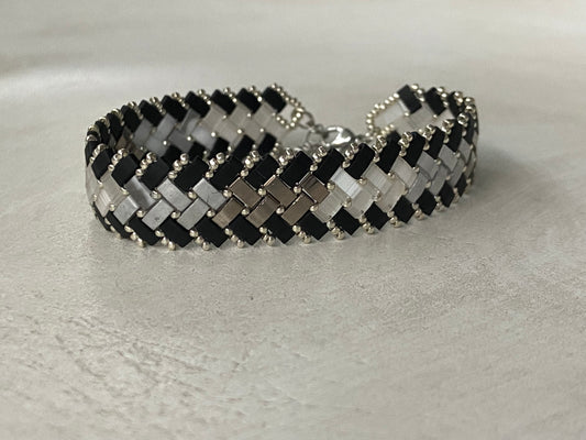 Bracelet 2 rangs dégradé gris intérieur