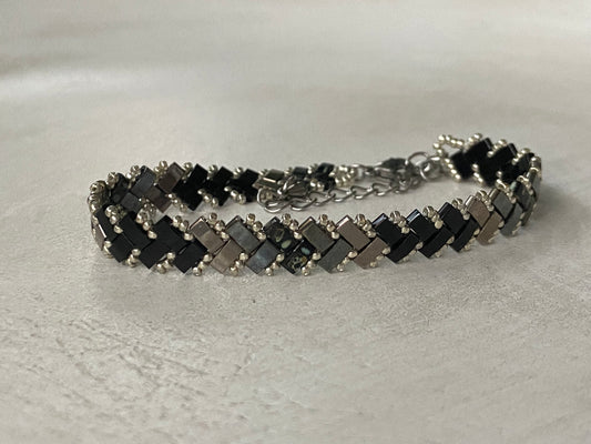 Bracelet 1 rang dégradé gris et noir