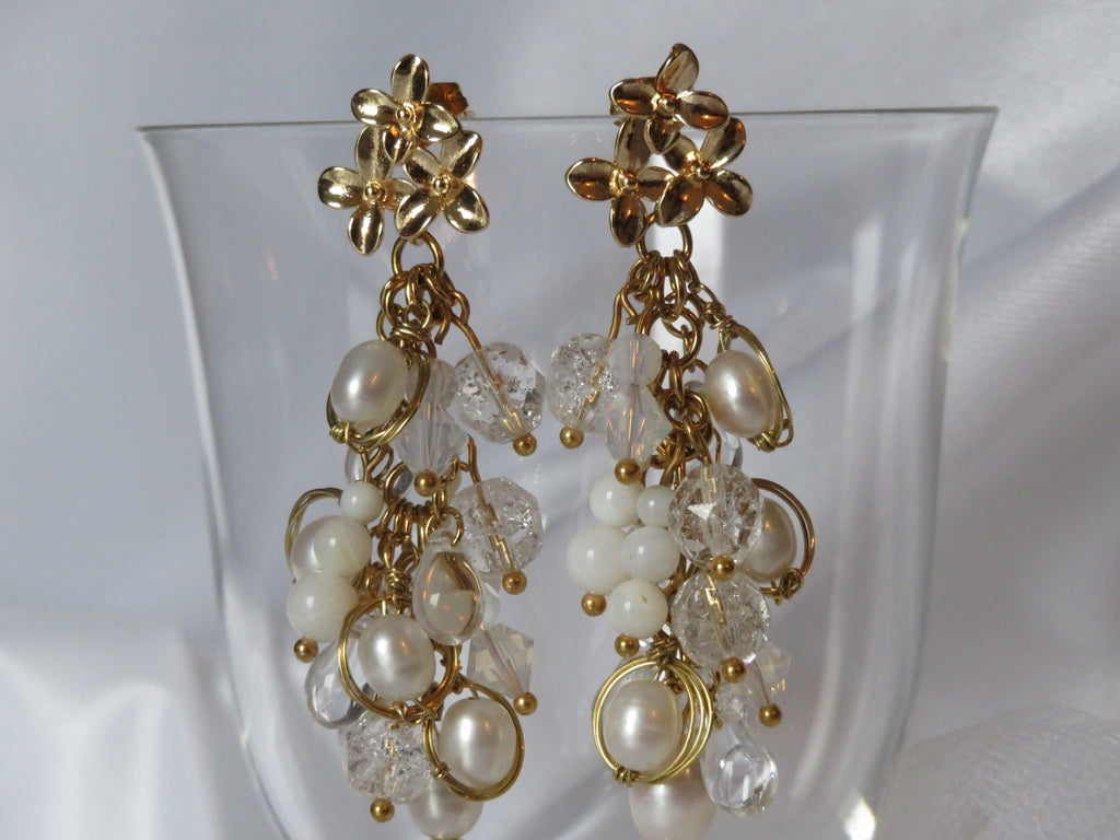 Boucles d'oreilles Grapes Blanches - Sur commande