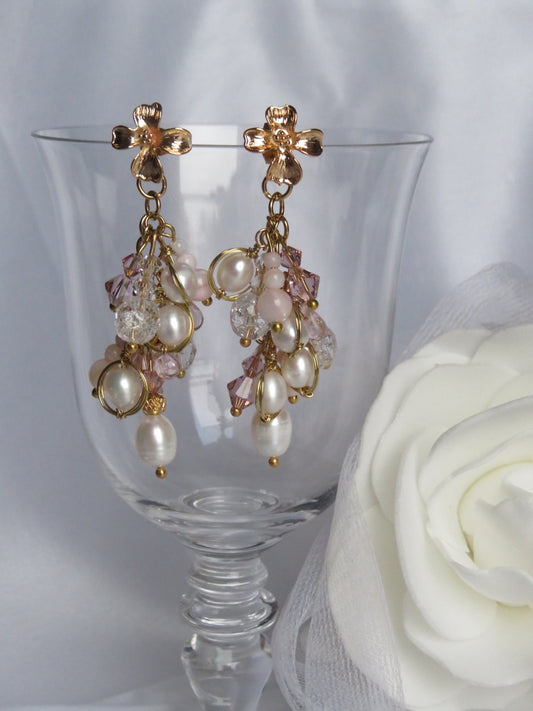 Boucles d'oreilles grape Rose - Sur commande