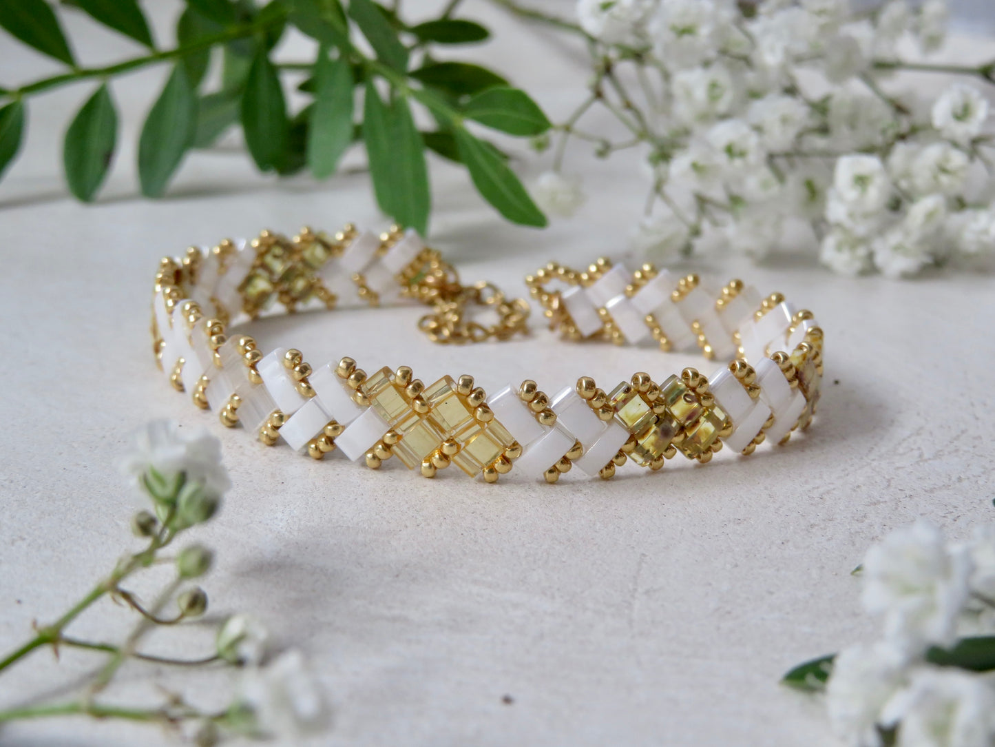 Bracelet Miyuki 1 rang rayé large