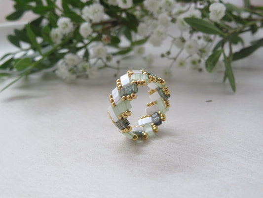 Bague fine vert d'eau