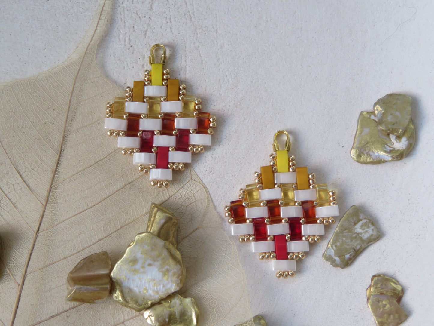 Small Square yellow gradient Earrings 