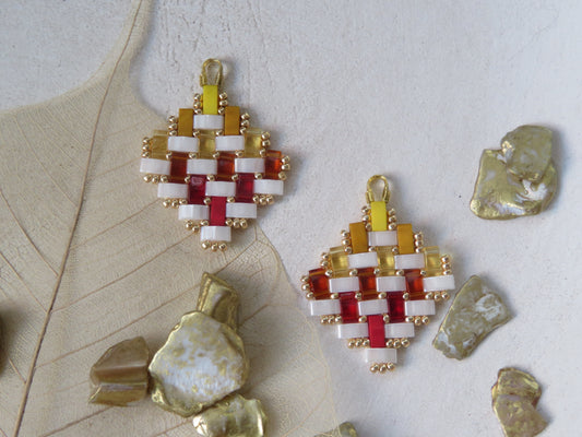 Boucles d'oreilles Petit Carré dégradé jaune