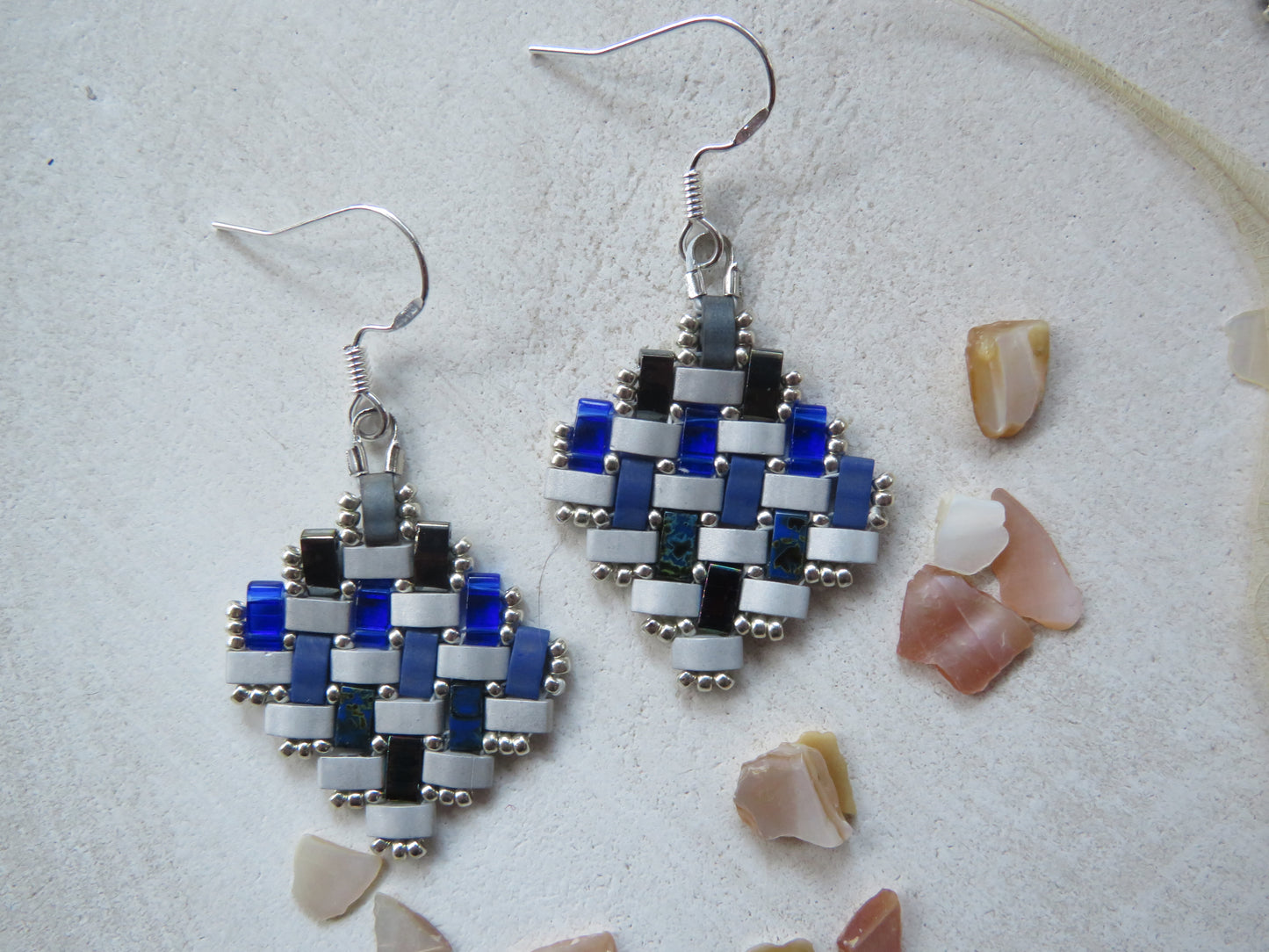 Small Square dark blue Earrings